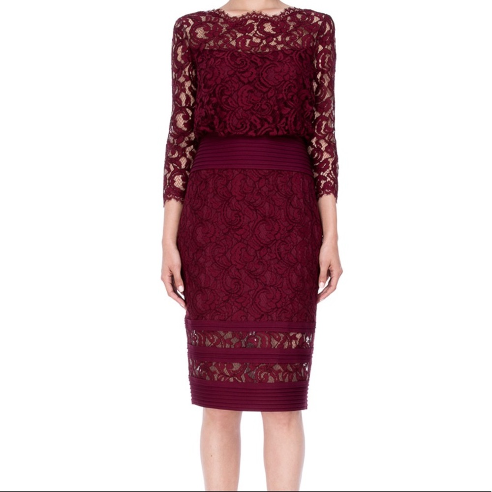 Tadashi Soji Burgundy Lace Dress